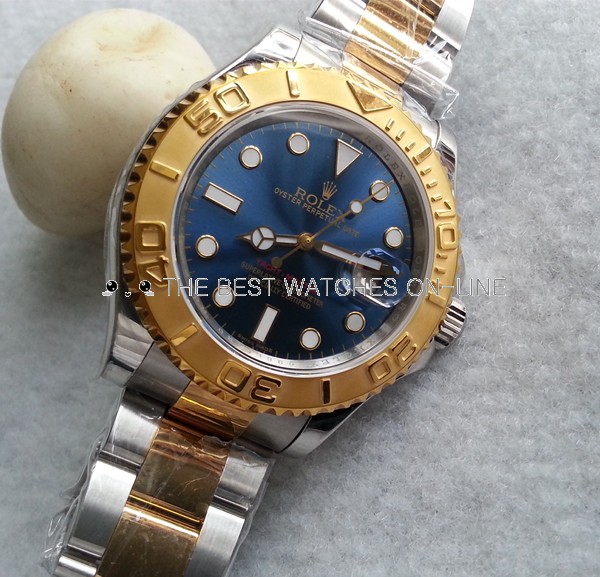 rolex yachtmaster two tone blue dial